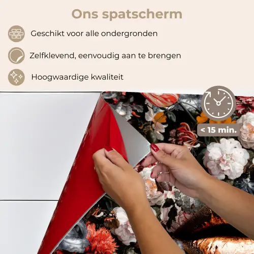 Lippen - Bloemen - Verf - Oranje - Kunst - Abstract - Oude meesters keuken achterwand spatscherm klein -spatscherm_NL