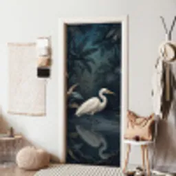 Reiger - Water - Natuur - Modern - Wit deurposter klein -sfeer6