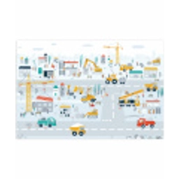 Bouwplaats - Tractor - Graafmachine - Auto - Design Speelmat klein -3d