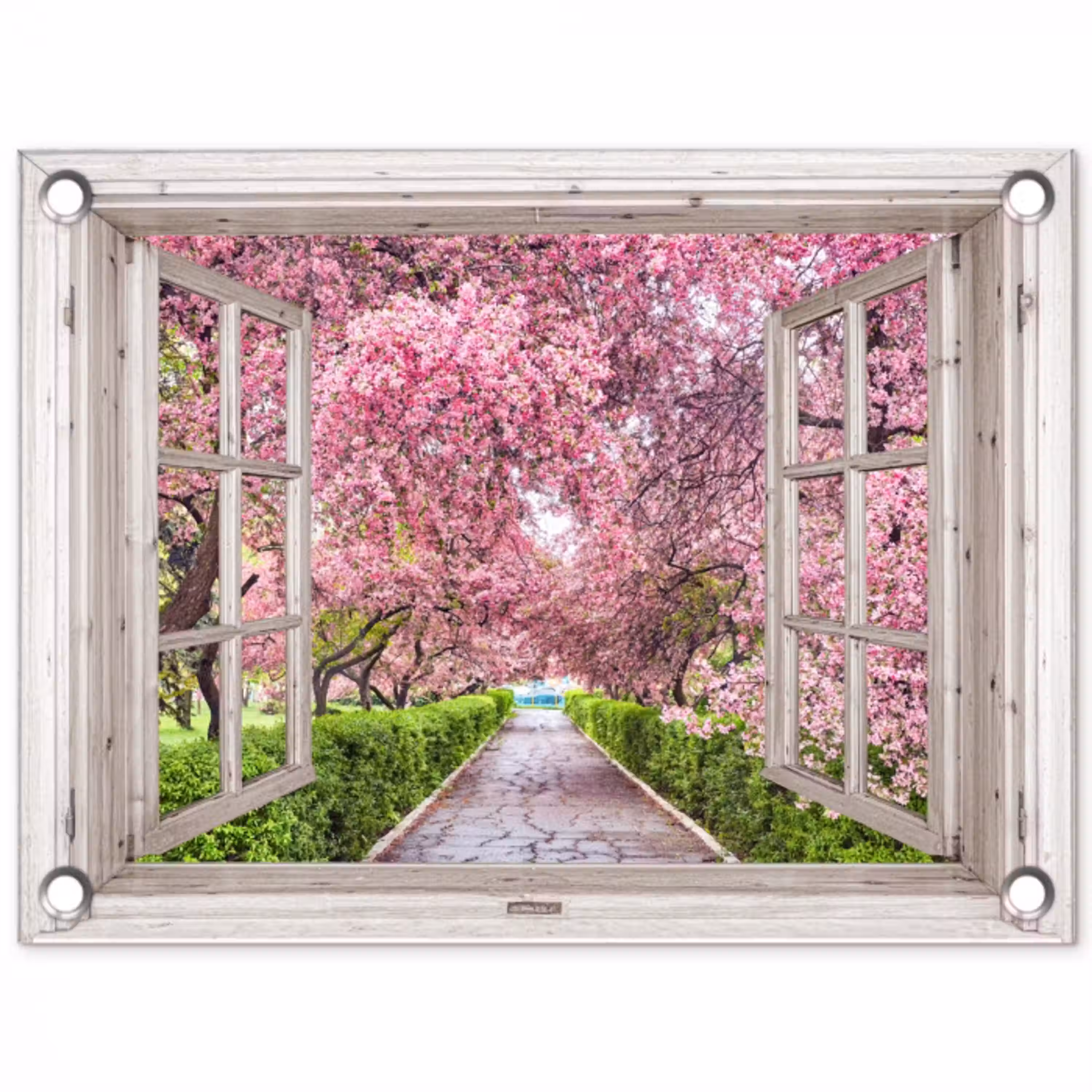 Japans - Sakura - Bloesem - Boom - Bloesem takken - Doorkijk tuinposter los doek klein -3d