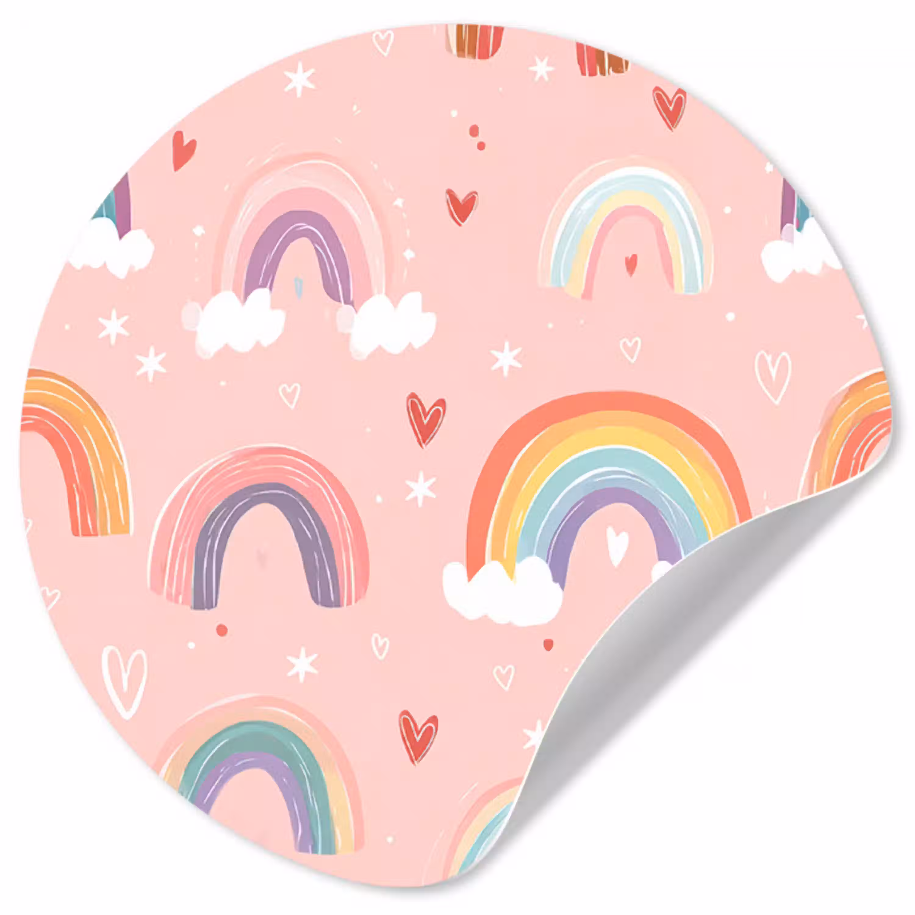 Regenboog - Patroon - Pastel - Handgetekend Wandcirkel behangsticker klein -3d