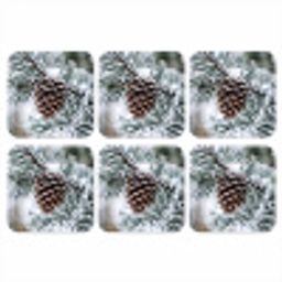 Dennenappel - Tak - Sneeuw - Winter - Sfeervol onderzetter kurk middel -3d