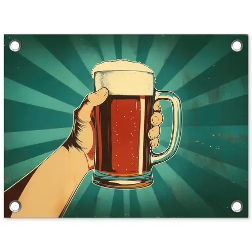Bierglas - Schuim - Retro - Groen tuinposter los doek klein -3d