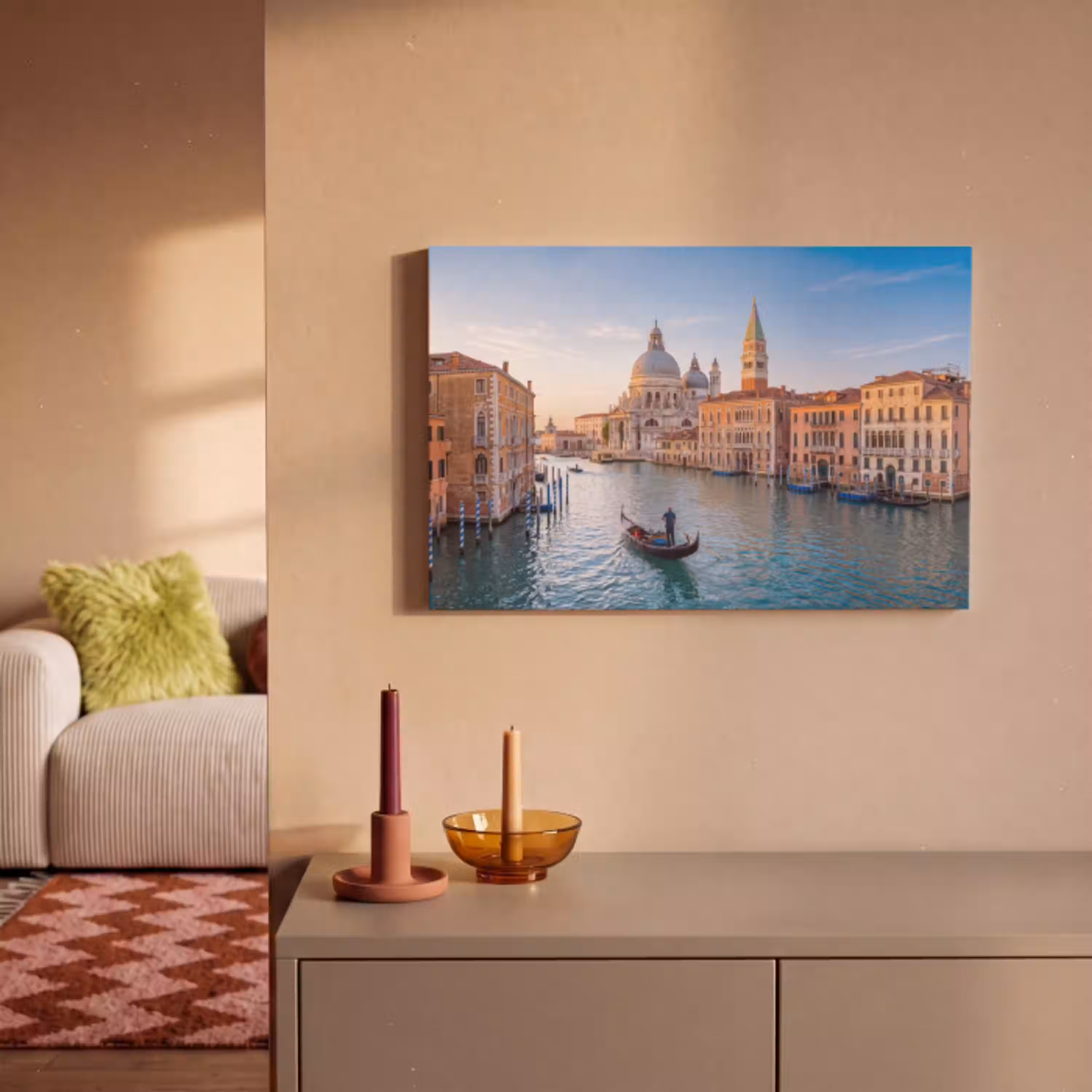 Gondel - Venetië - Kanaal - Stadsgezicht - Avondlicht canvas 2cm klein -sfeer1