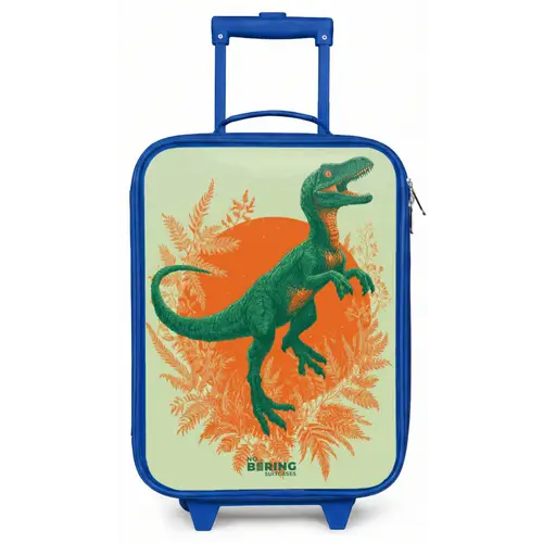 Groene dino tussen varens Kinderkoffer - Blauw klein -zz3dotto