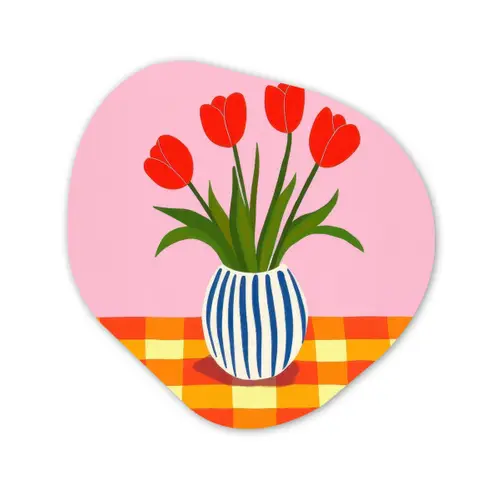 Tulpen - Roze - Vaas Wandcirkel Organisch Forex 3mm klein -3d