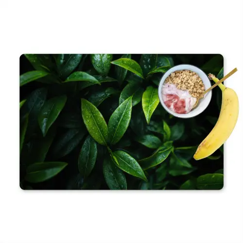 Bladeren - Regendruppels - Licht - Groen Placemat vinyl groot -zzzproduct_Kitchenyeah-website