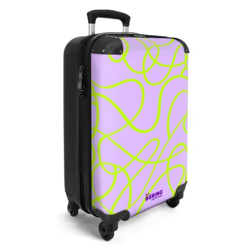 Limoengroene lijnen op lila NBS - Handbagage koffer - Kinderen Unisex middel -productfoto_3d