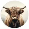Schotse hooglander - Hoorns - Landschap Wandcirkel kunststof plaat 5mm dik klein -3d