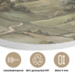 Landschap - Heuvels - Zandpad - Groen Akoestische PET Vilt - Rond klein -closeup_NL