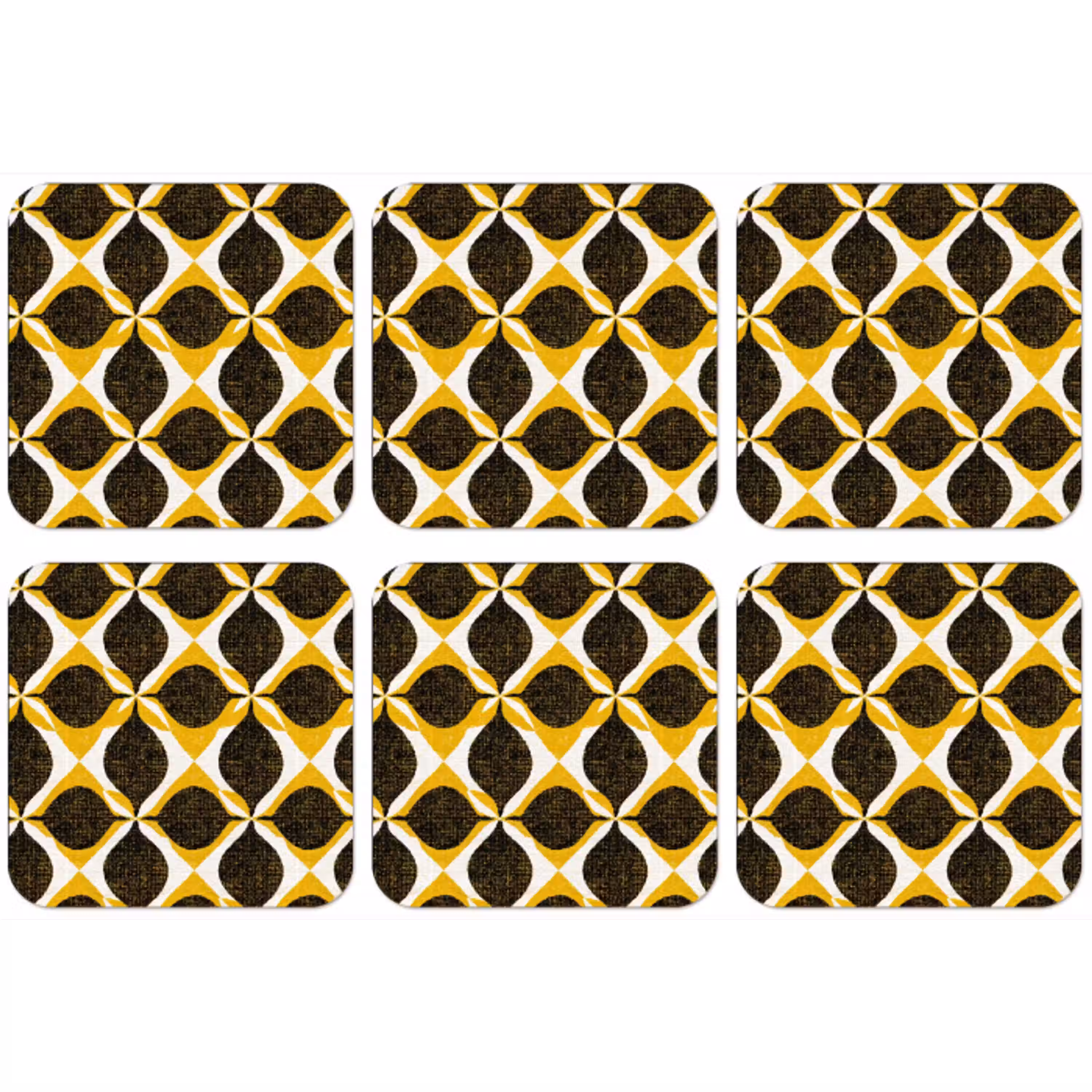 Geel - Zwart - Geometrisch - Retro - Textuur onderzetter kurk middel 366 -zkaufland3dotto