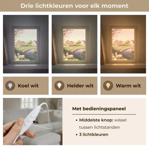 Schapen - Huisje - Platteland Light Box met kabel (Tafellamp) klein -USP_lichtkleurNL