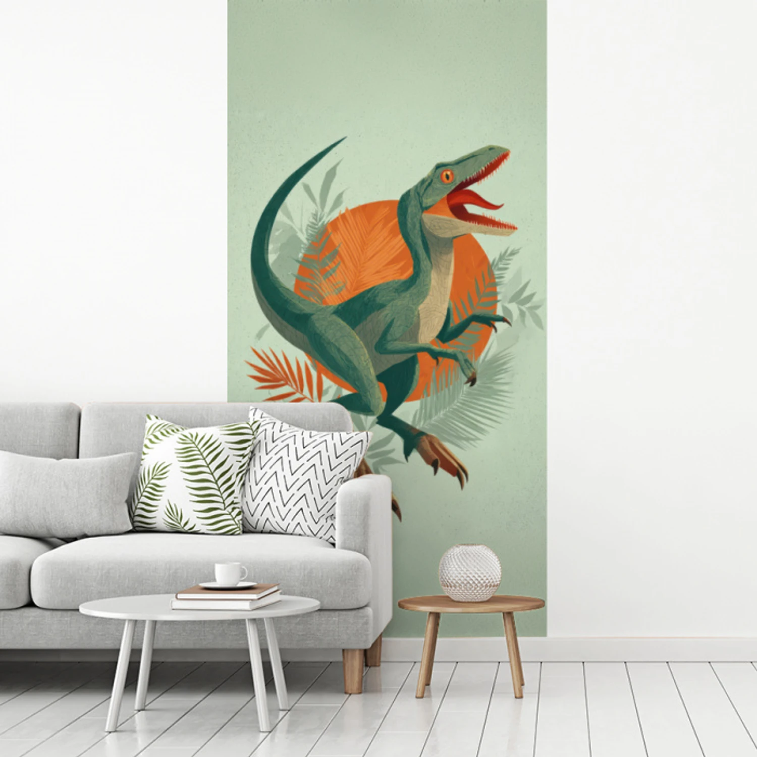 Dino - Bladeren - Grafisch - Groen fotobehang vinyl groot -woonkamer