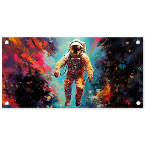 Astronaut - Graffiti - Ruimte - Neon tuinposter los doek klein -3d