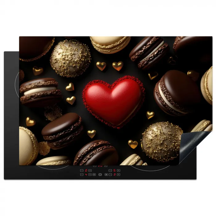 Macarons - Rood - Hart Inductie beschermer vinyl 3mm klein -3d