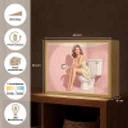 Roze - Retro - Vrouw Light Box met batterij (Wandlamp) middel -USP_websiteoverzichtDE