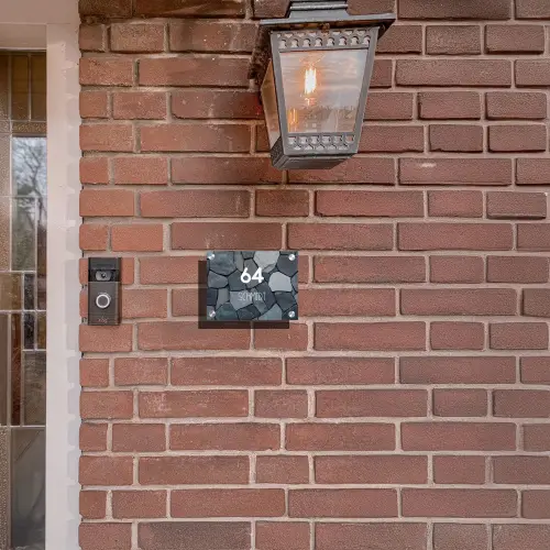 Donkergrijze stenen - Modern Naambord Rechthoek middel -sfeer7-rechthoek-S