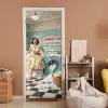Retro - Blauw - Vrouw deurposter klein -sfeer1