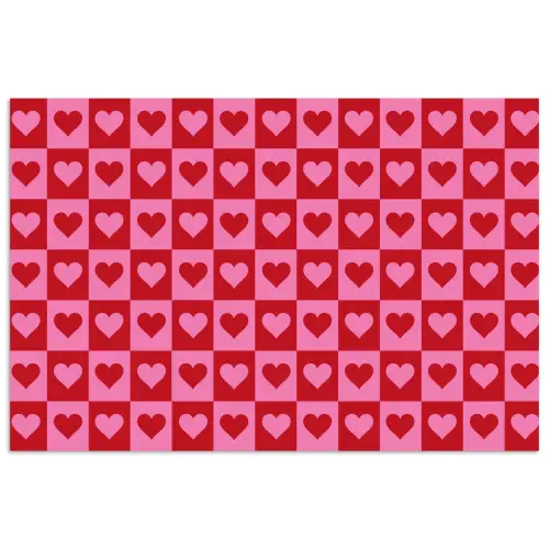 Rood - Roze - Schaakbord - Valentijn poster papier klein -3d