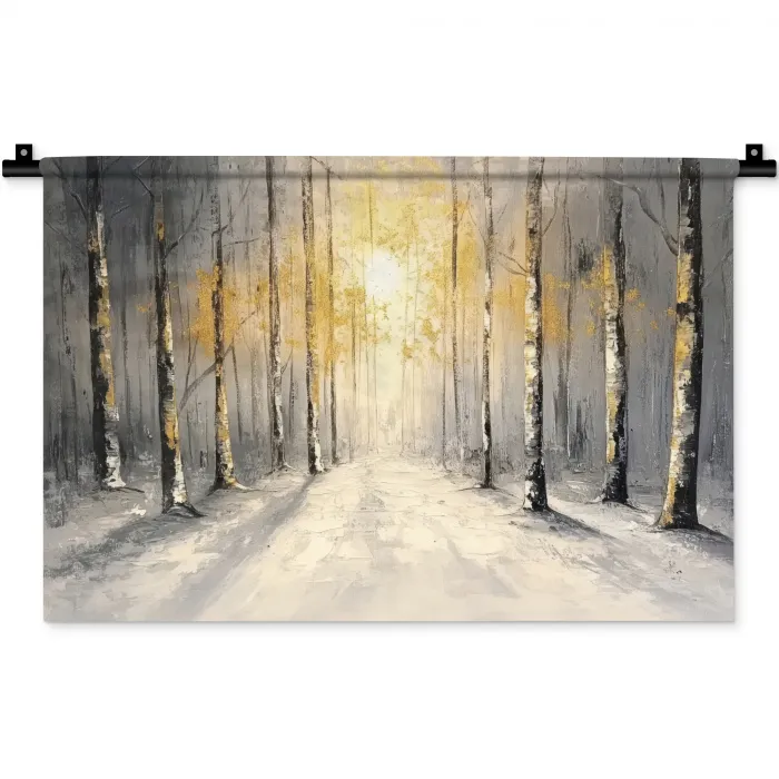 Winter - Abstract - Sneeuw - Natuur - Zon Wandkleed katoen klein -zz3d