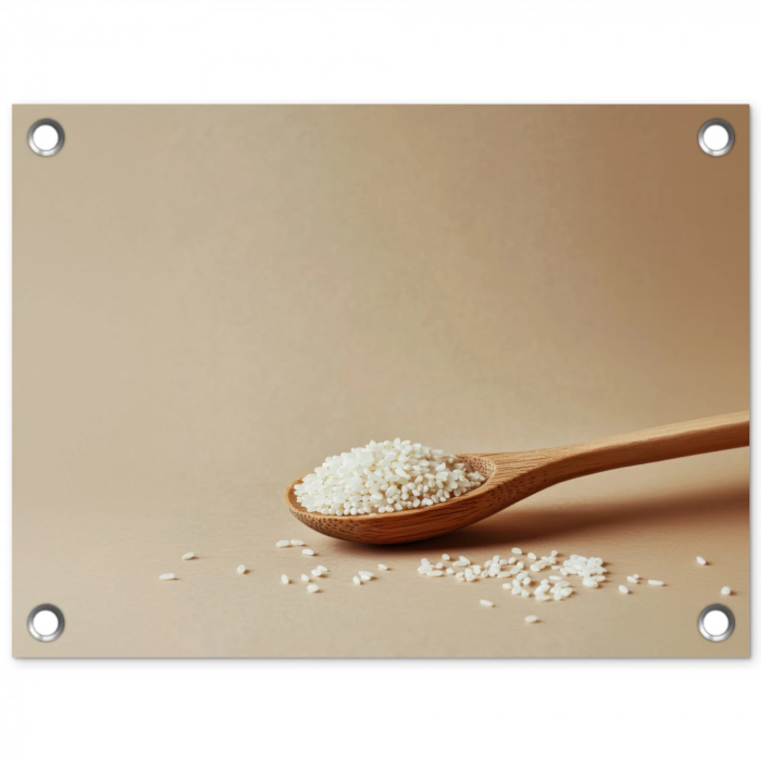 Lepel - Rijst - Hout - Beige tuinposter los doek klein -3d