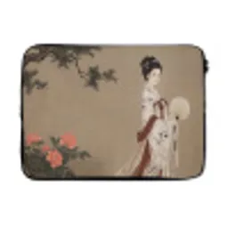 Vrouw - Azië - Kunst - Beige laptophoes neopreen klein -3d