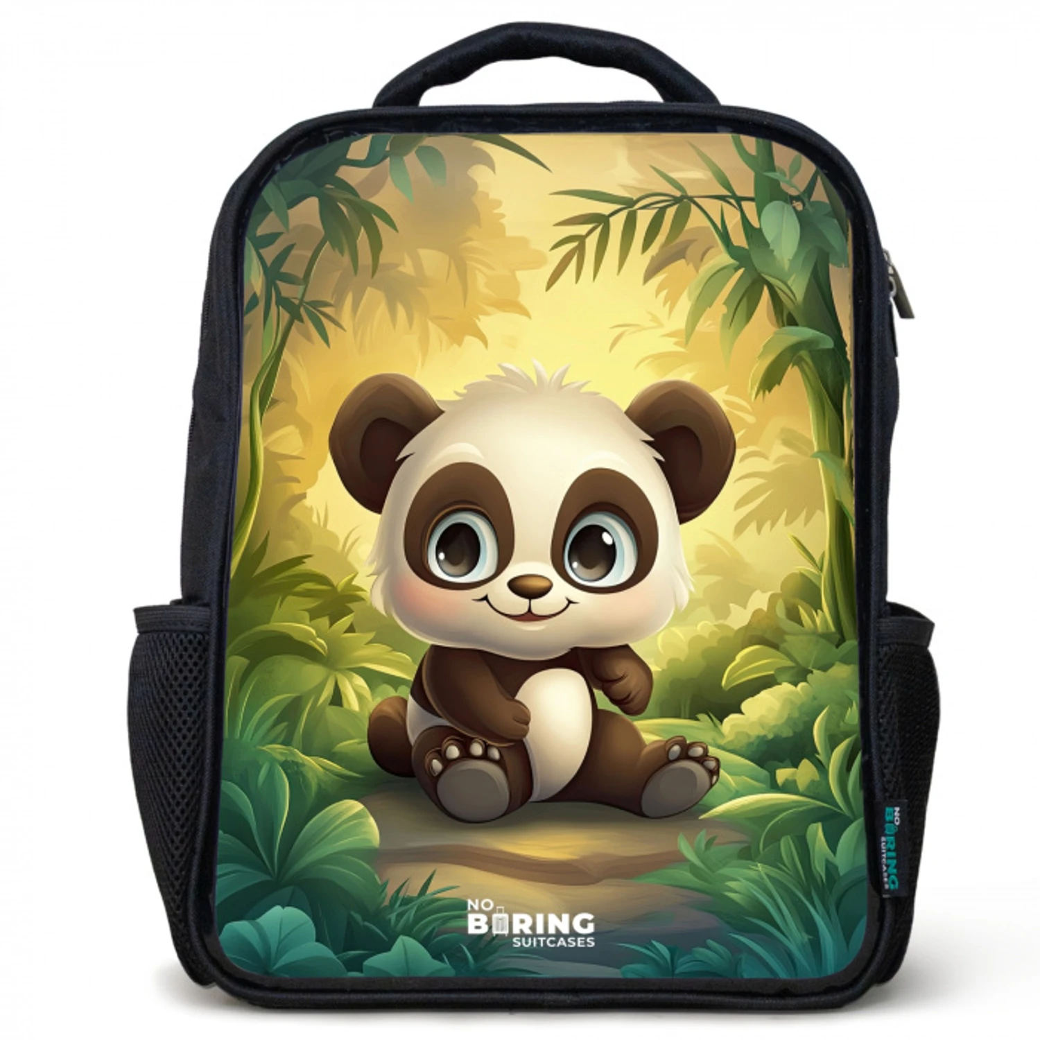 Panda - Bamboebos - Groen Rugzak - Zwart middel -3d