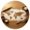 Hout - Wereldkaart - Bakken - Keuken Wandcirkel plexiglas klein -3d