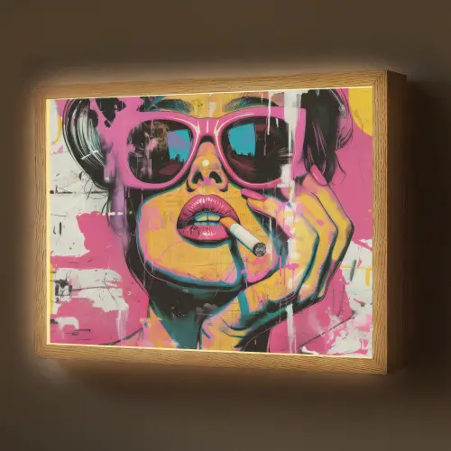 Portret - Vrouw - Abstract - Zonnebril Light Box met batterij (Wandlamp) middel -z3d_website