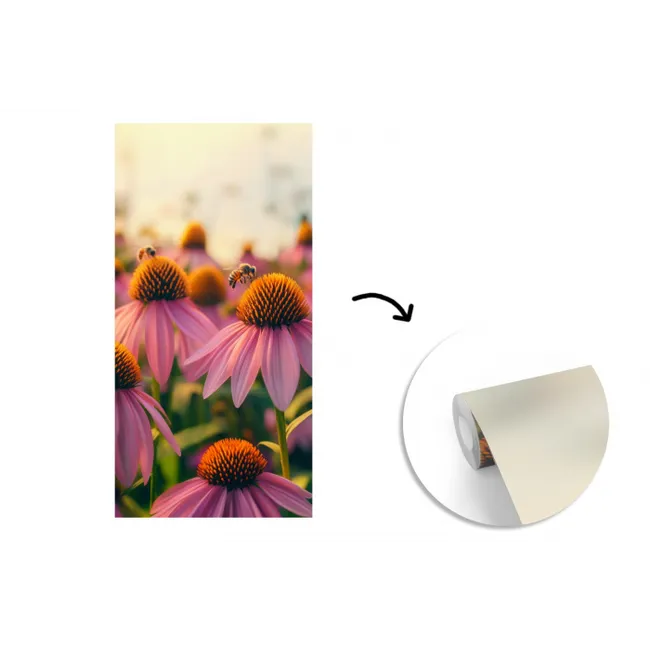 Bloemen - Paars - Bijen fotobehang vinyl groot -3d