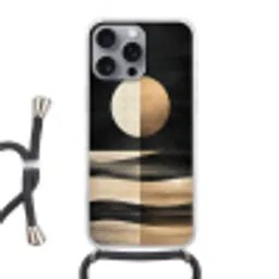 Maan - Cirkel - Goud Hoesje iPhone 16 Pro Max met koord klein -3d