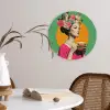 Retro - Vrouw - Stad - Zon Wandcirkel kunststof plaat 5mm dik klein -sfeer4