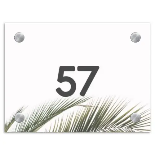 Wit met palmblad - Traditioneel Naambord Rechthoek middel -3d
