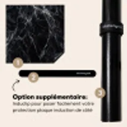 Bliksemschicht door Zwart Marmer Inductie beschermer vinyl 3mm middel -zzzzzzz-induclip_FR
