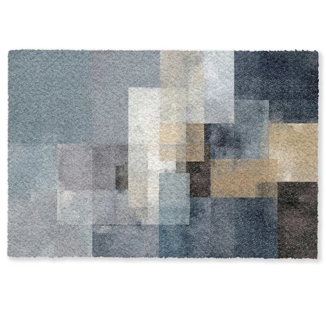 Deurmat - Rechthoeken - Abstract - Blauw