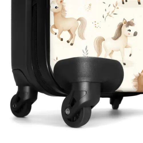 Patroon van veulens in beige en bruin kleuren NBS - Handbagage koffer - Volwassenen Unisex middel -wiel