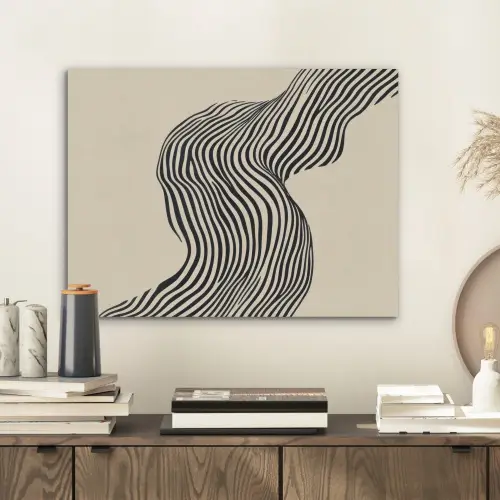 Golvend - Lijnen - Abstract - Silhouet PET vilt klein -sfeer1