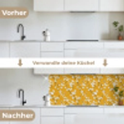 Bloesemtak - Aquarel - Geel keuken achterwand 2 middel 871 -voor-na_DE
