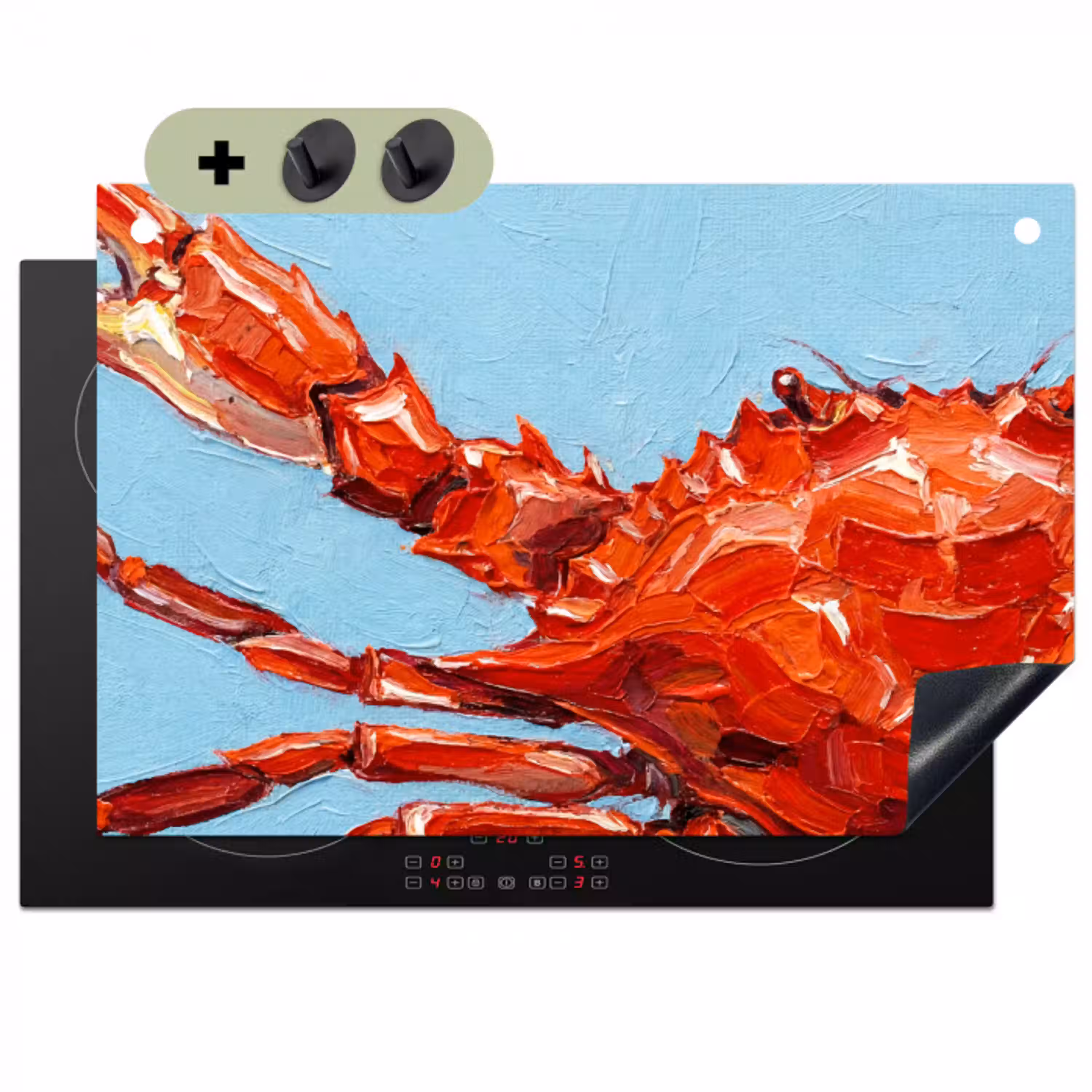 Krab - Zee - Dieren - Abstract - Rood Inductie beschemer met haakjes klein -3d