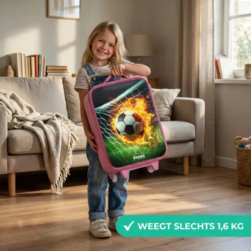 Vuurvoetbal in doelnet vastgelegd Kinderkoffer - Roze klein -sfeer2_NL