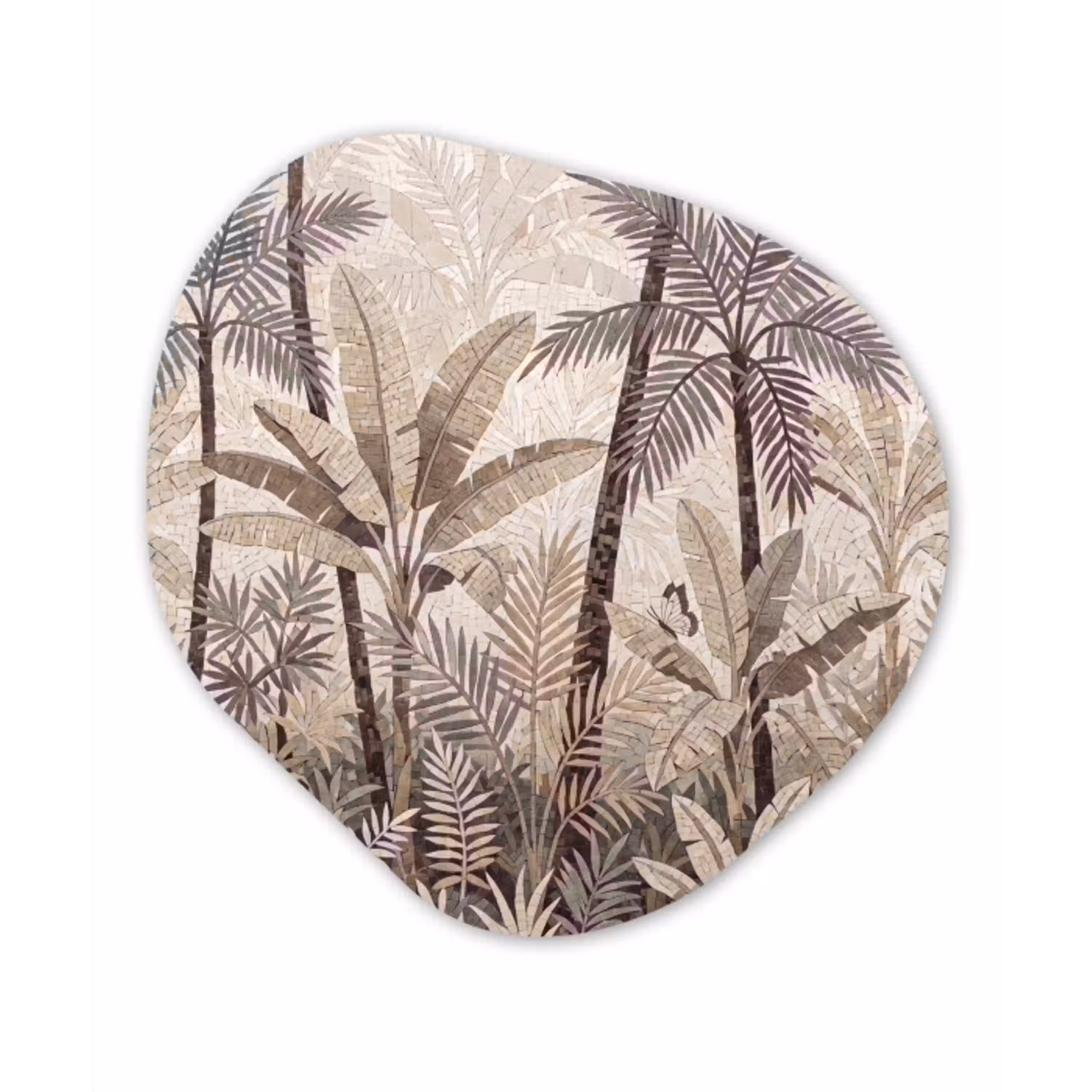 Natuur - Bladeren - Landschap - Mozaïek - Beige Wandcirkel Organisch Forex 3mm klein -3d