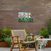 Mozaïek - Veld - Tulpen - Kleurrijk Tuinposter op houten frame 2 cm dik klein -sfeer3