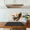 Vanille - Bloemen - Beige keuken achterwand spatscherm klein -sfeer2