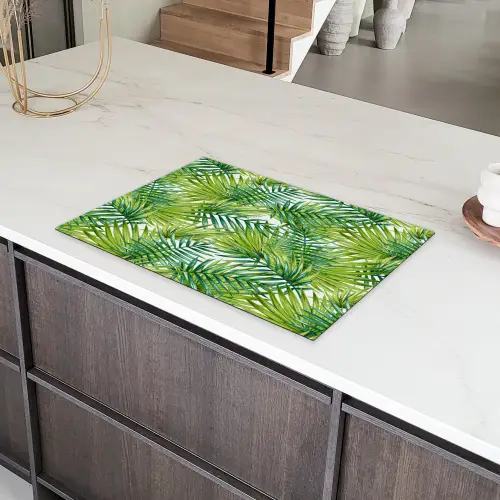 Mosgroen - Bladeren - Overlapping Inductie beschermer vinyl 3mm klein 276 -sfeer8