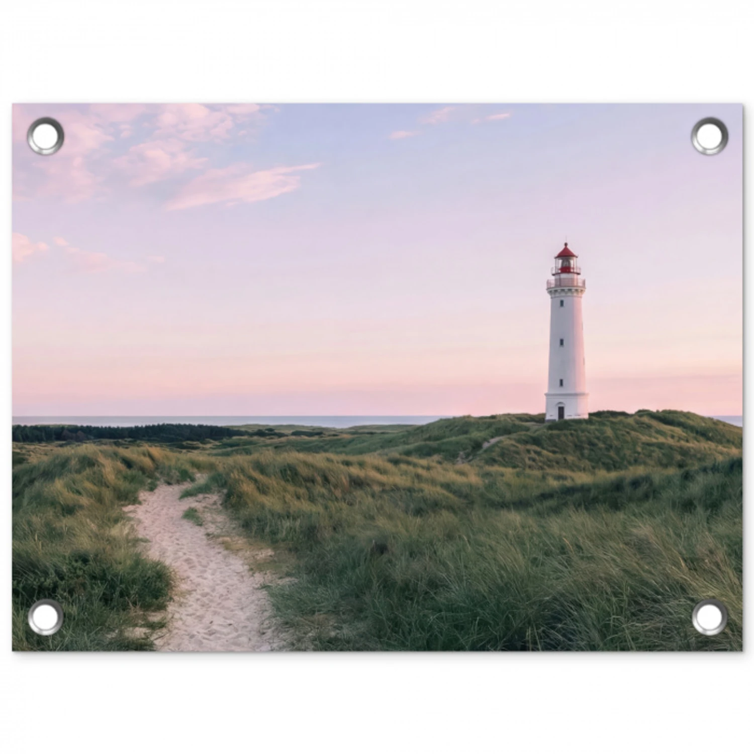 Vuurtoren - Duinlandschap - Zee tuinposter los doek klein -3d