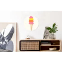 Schepijs - Hoorntje - Illustratie - Minimalistisch Wandcirkel aluminium klein -kantoor