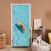 Surfboard - Water - Badpak - Oranje deurposter klein -sfeer1