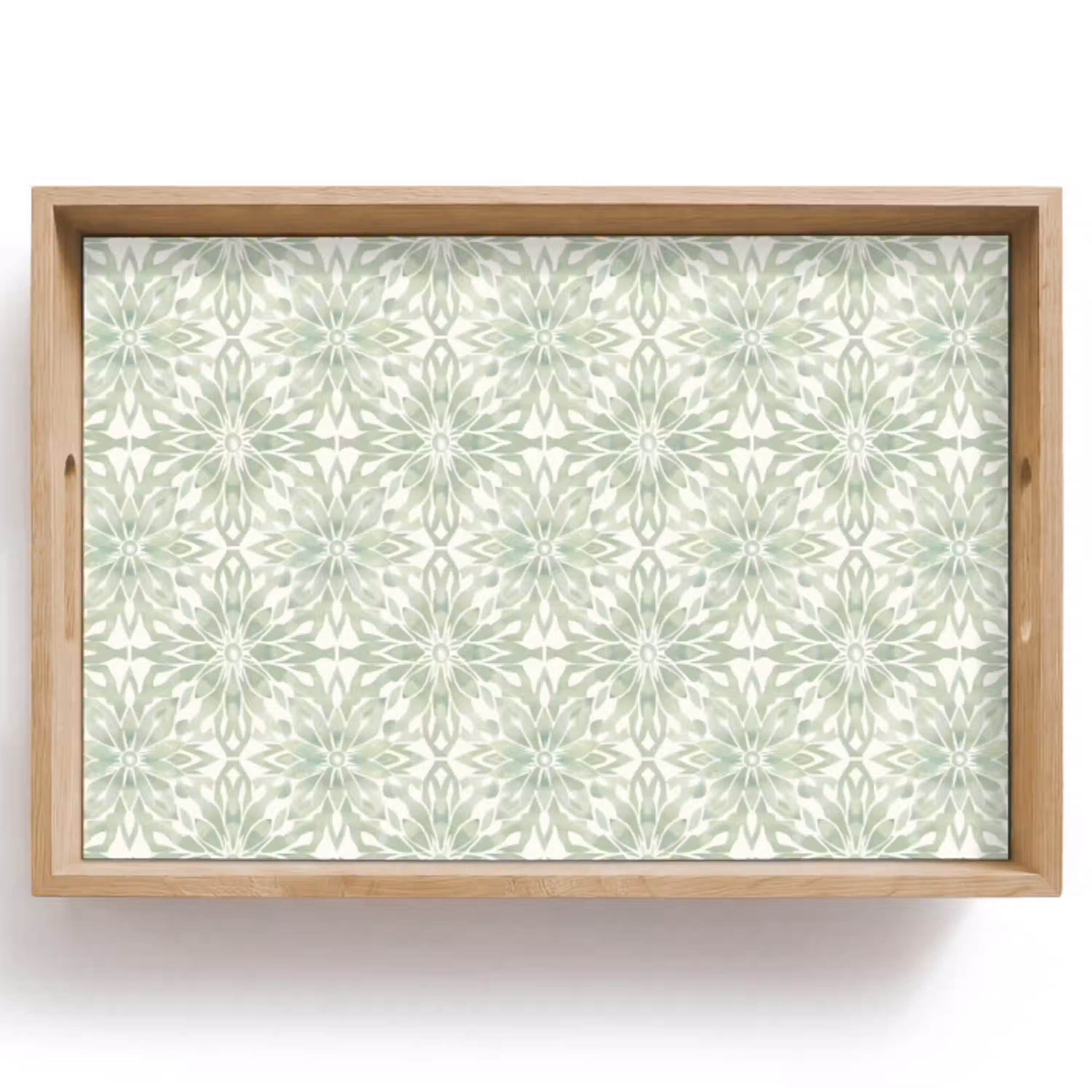Saliegroen - Symmetrisch - Mandala - Ornament - Patroon Dienblad Rechthoek middel 910 -z3d_shopping