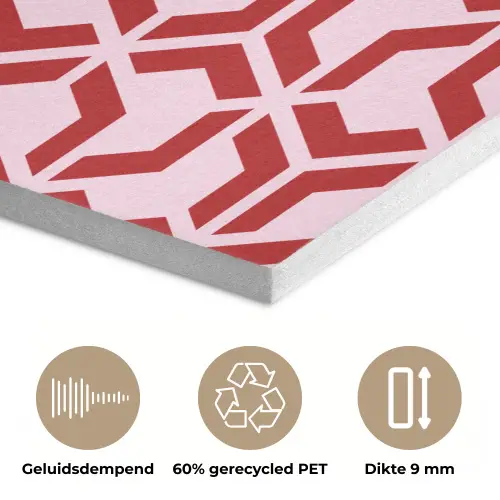 Roze - Rood - Geometrisch - Patroon PET vilt klein 837 -closeup_NL