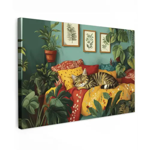 Kat - Planten - Groen canvas 2cm klein -z3d